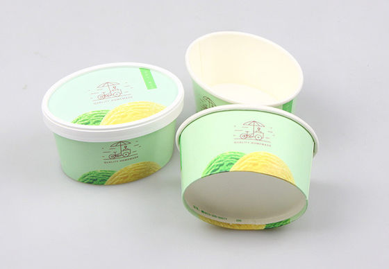 Oval Paper Cup Ice Cream Yogurt Dessert With Lid Disposable Paper Cup