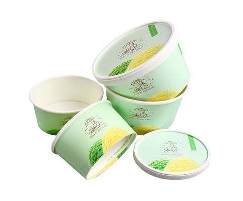 Oval Paper Cup Ice Cream Yogurt Dessert With Lid Disposable Paper Cup