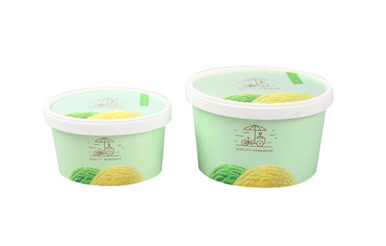 Oval Paper Cup Ice Cream Yogurt Dessert With Lid Disposable Paper Cup