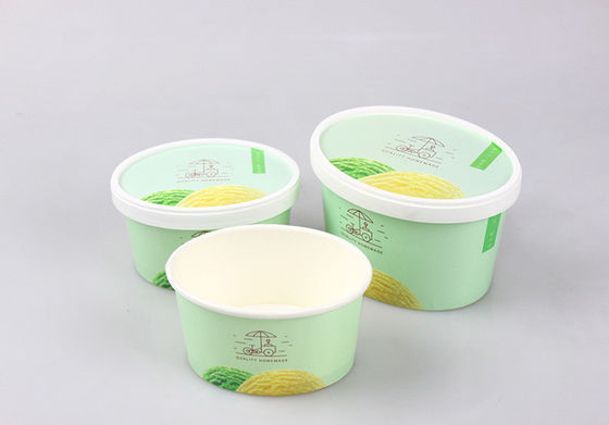 Oval Paper Cup Ice Cream Yogurt Dessert With Lid Disposable Paper Cup