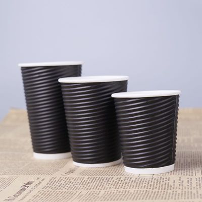 Insulated Corrugated Paper Cup Double-layer Red Wavy Pattern 8oz