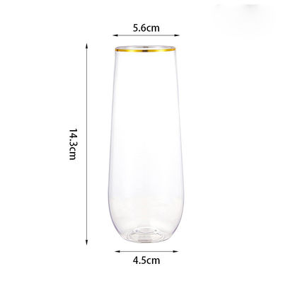 Gold Rim Unbreakable Stemless Wine Glass Champagne Whisky Cups