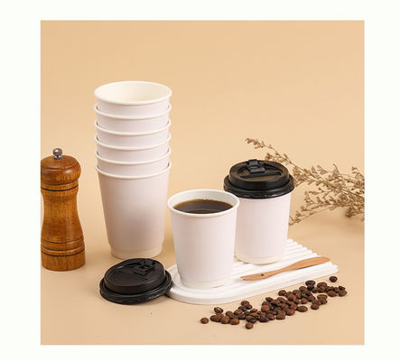 Disposable Thickened Kraft Coffee Paper Cup Double Walled Heat Insulated White Hollow Cup For Hot And Cold Drinks
