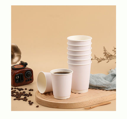 Disposable Thickened Kraft Coffee Paper Cup Double Walled Heat Insulated White Hollow Cup For Hot And Cold Drinks