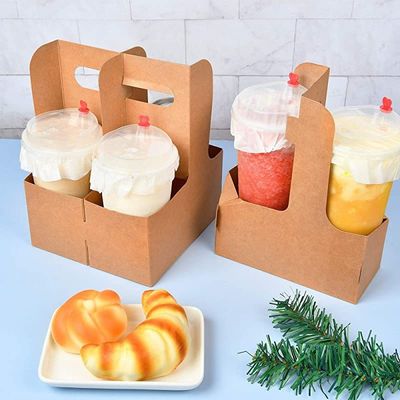 Kraft Paper Disposable Thockened Coffee Cup Single Dual Quad Holder