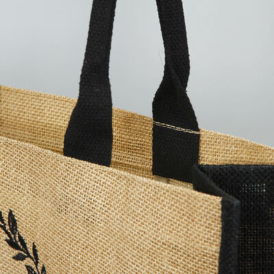 Huangma Letter Tote Bag, Fashionable Shopping Linen Bag