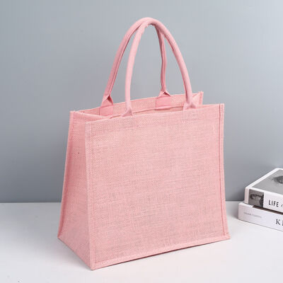 Pink Three-dimensional Linen Tote Bag, Customized Thickened Hand-held Linen Bag