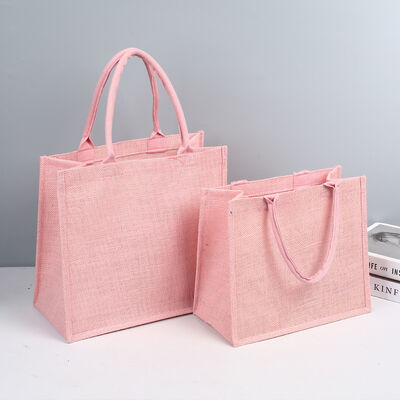 Pink Three-dimensional Linen Tote Bag, Customized Thickened Hand-held Linen Bag