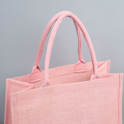 Pink Three-dimensional Linen Tote Bag, Customized Thickened Hand-held Linen Bag