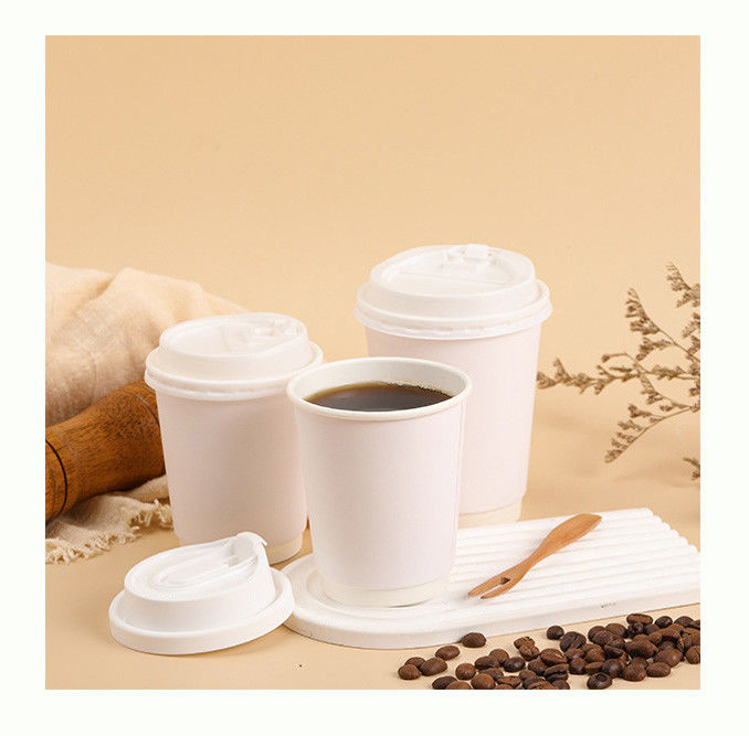 Disposable Thickened Kraft Coffee Paper Cup Double Walled Heat Insulated White Hollow Cup For Hot And Cold Drinks